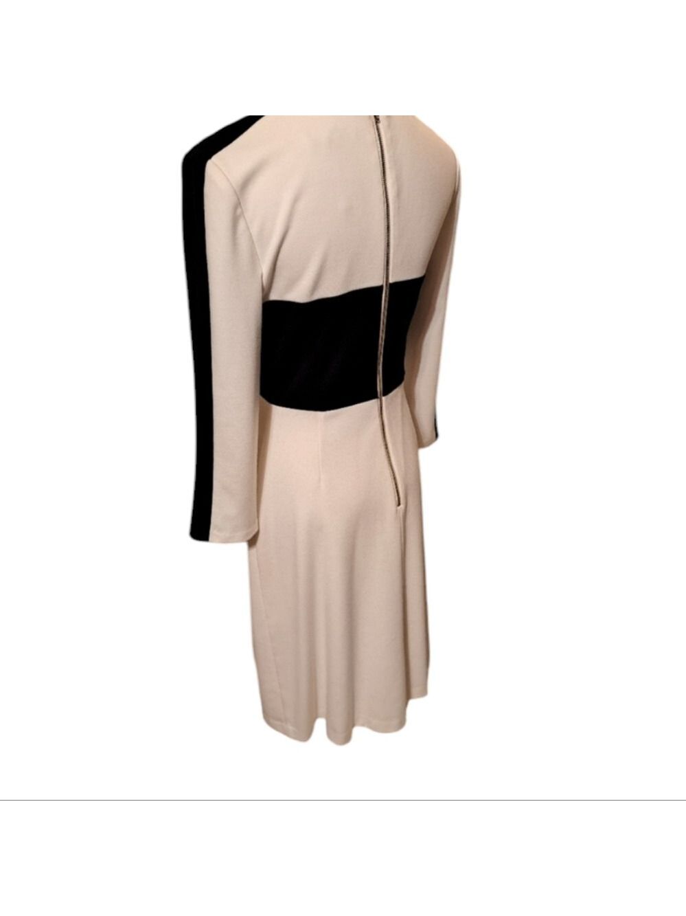 Eliza J Black and White Color Block Fitted Midi Dress. Size Small. - Picture 3 of 10
